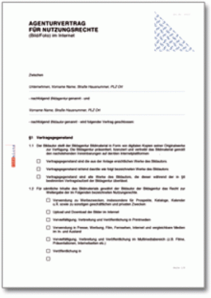 Agenturvertrag für Nutzungsrechte (Bild/Foto) im Internet
