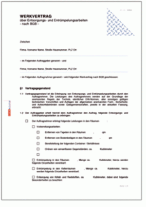 Werkvertrag für Entsorgungs- und Entrümpelungsarbeiten