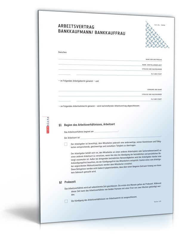 Arbeitsvertrag Bankkaufmann/ Bankkauffrau 1
