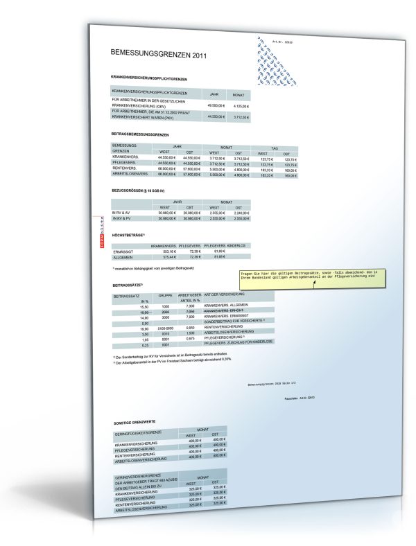 FORMBLITZ-Tabelle 2010/2011 – Sammlung diverser Pauschalsätze 1