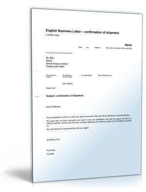 Geschäftsbrief Versandbestätigung (Shipment confirmation)